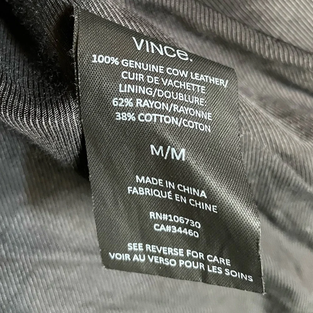 NEW VINCE Men’s Classic Black Leather Jacket Buttery Asymmetrical Moto Biker M - Picture 7 of 7